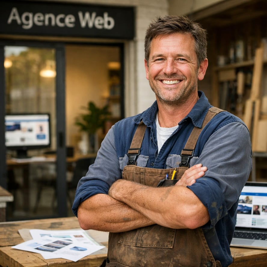 client satisfait dune agence web heureux dans un cadre normel pas de tour business et costume Limage doit reprsenter la visibilit la satisfaction dun-3